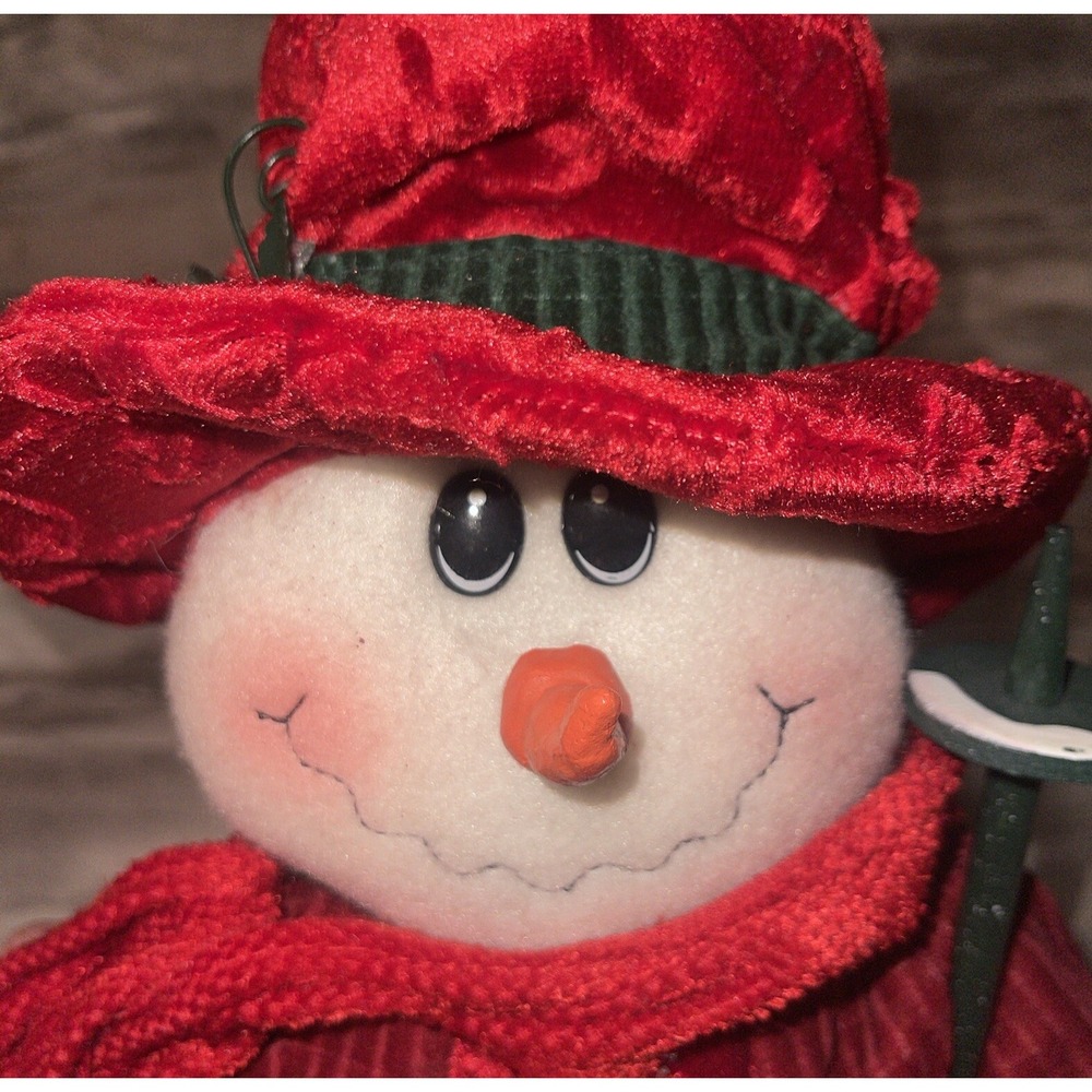 Prime Line Inc. Snowman Snow Woman Set Plush Bead Base Velour Stockings Sled 14" - Picture 5 of 12